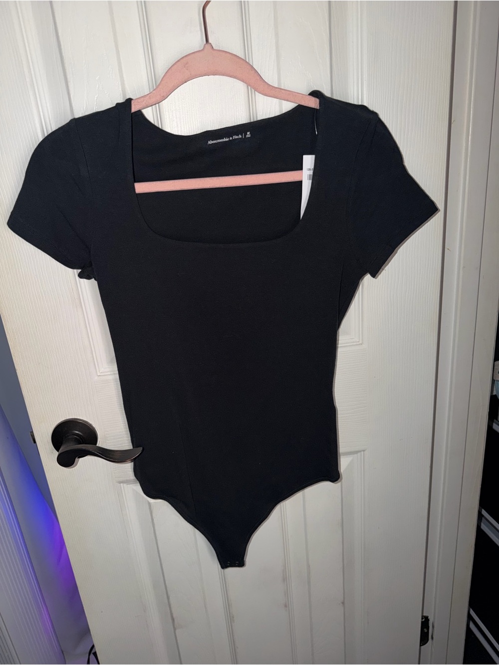 Abercrombie & Fitch Black Short Sleeve Square Neck Bodysuit
